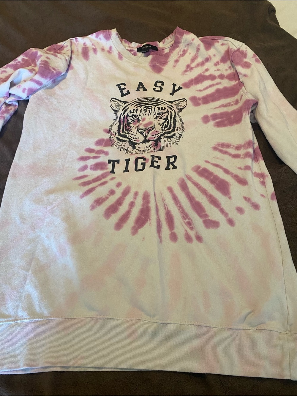 Forever 21 Pink & White Tie-Dye Sweatshirt Dress
